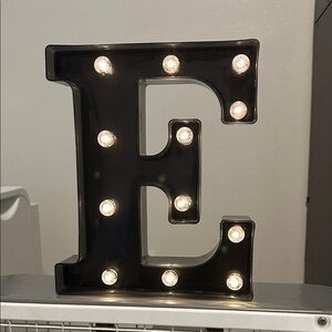 Black Illuminated Letter E Decor